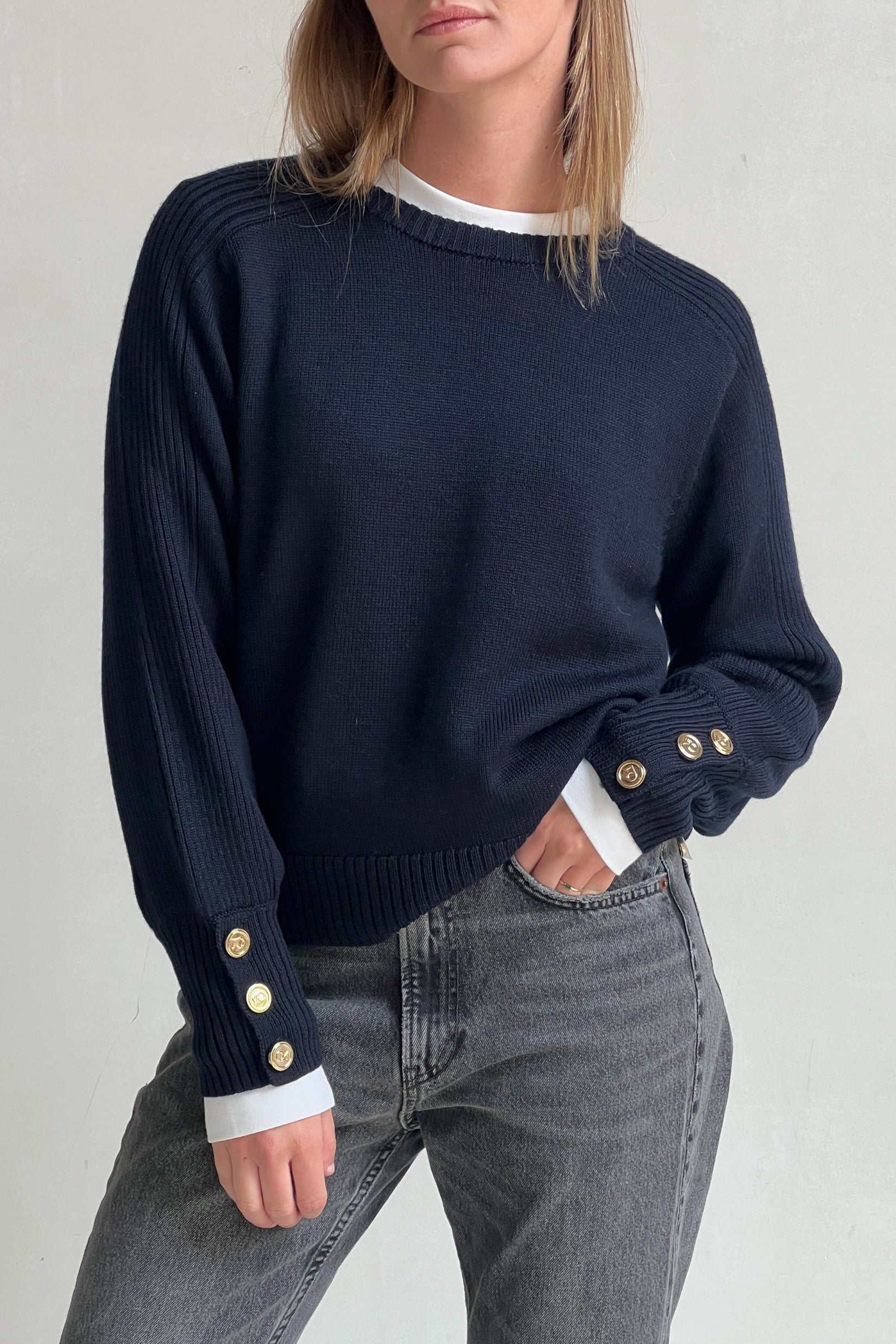 Venice Modular Knitted Pullover | Navy blue