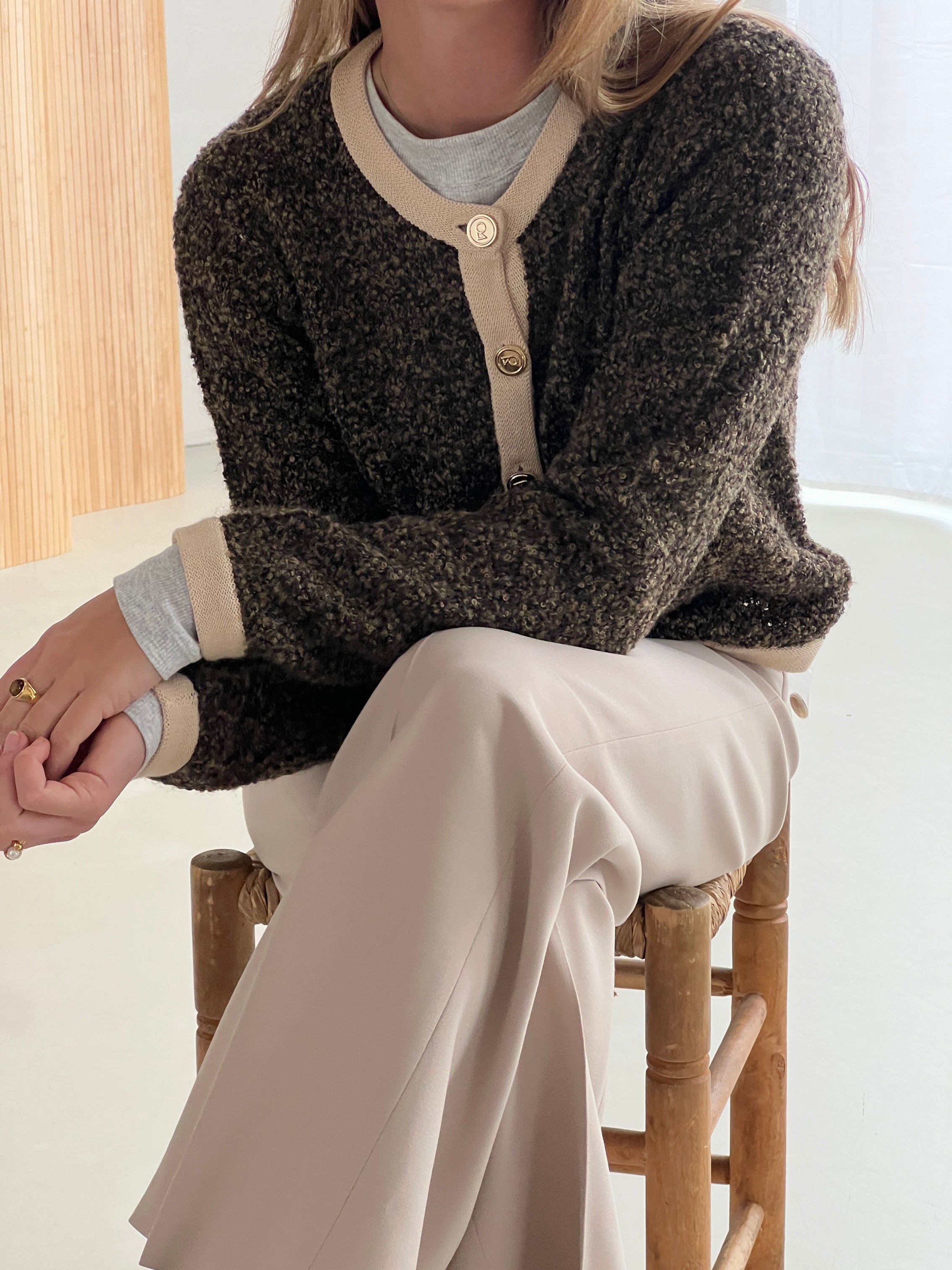 Bobby Bouclé Cardigan | Coffee brown